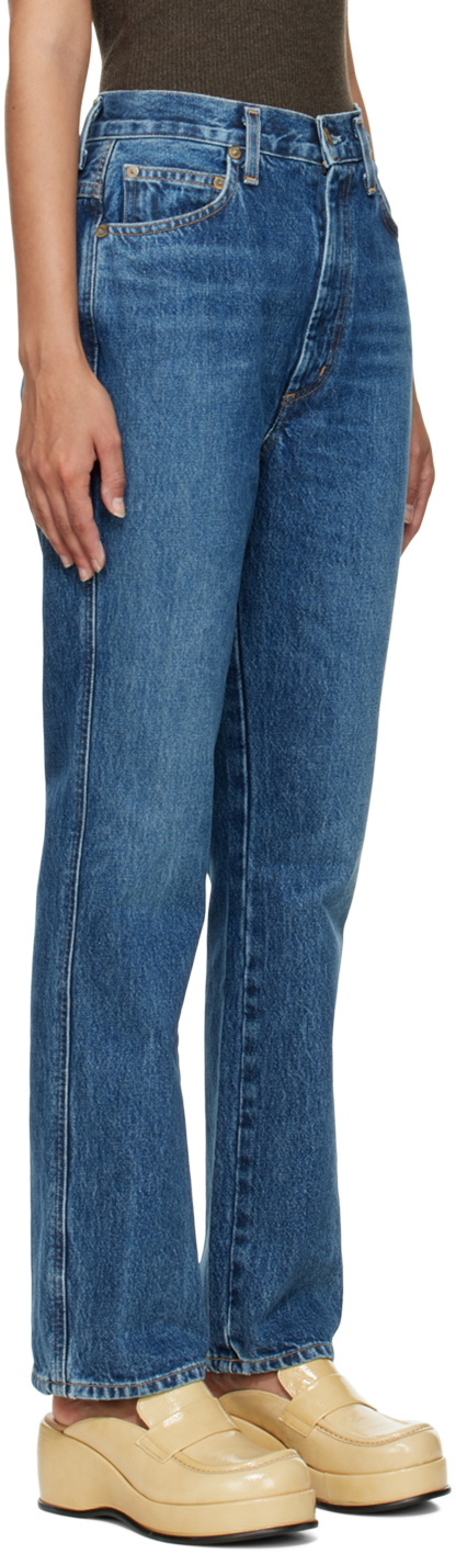 AGOLDE: Blue Pinch Waist Kick Flare Jeans