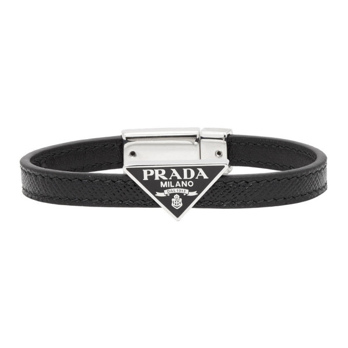 Prada Logo-plaque Leather Cuff in White