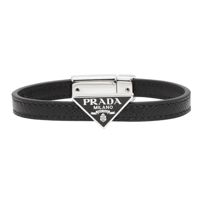 Photo: Prada Black Saffiano Logo Bracelet