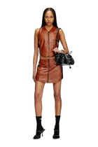 Diesel Cropped colour-block leather vest - Tops Womens in Multicolor