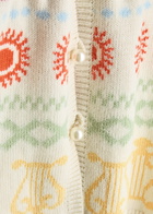 Kitri Carmel Swan-intarsia Cotton-blend Cardigan Ivory