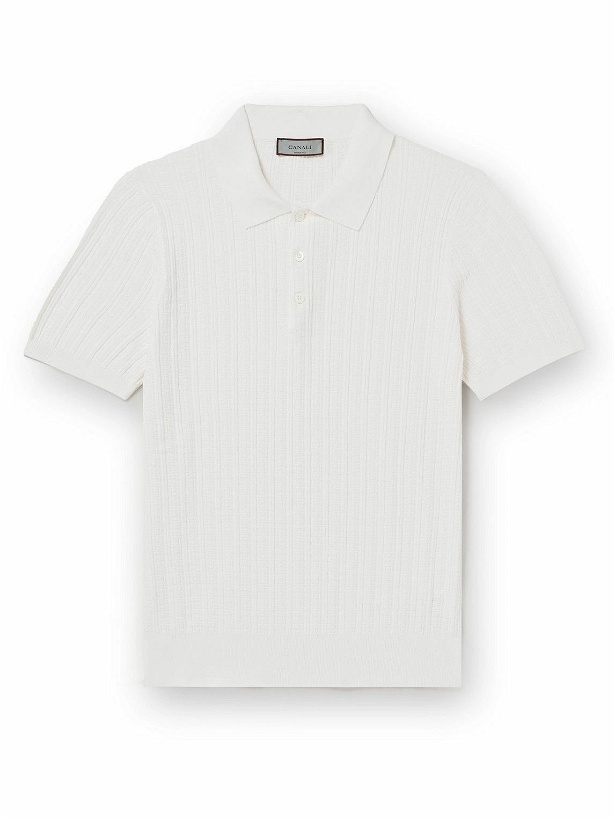 Photo: Canali - Textured-Knit Cotton Polo Shirt - White