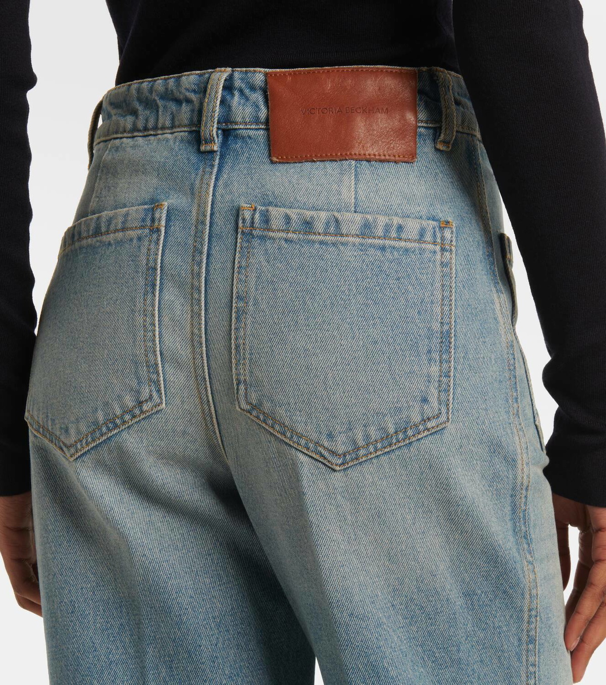 【Victoria Beckham】アリナストレートジーンズ Alina High Waisted Jean In Washed Black | Designer Jeans