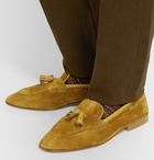 Edward Green - Portland Leather-Trimmed Suede Tasselled Loafers - Yellow