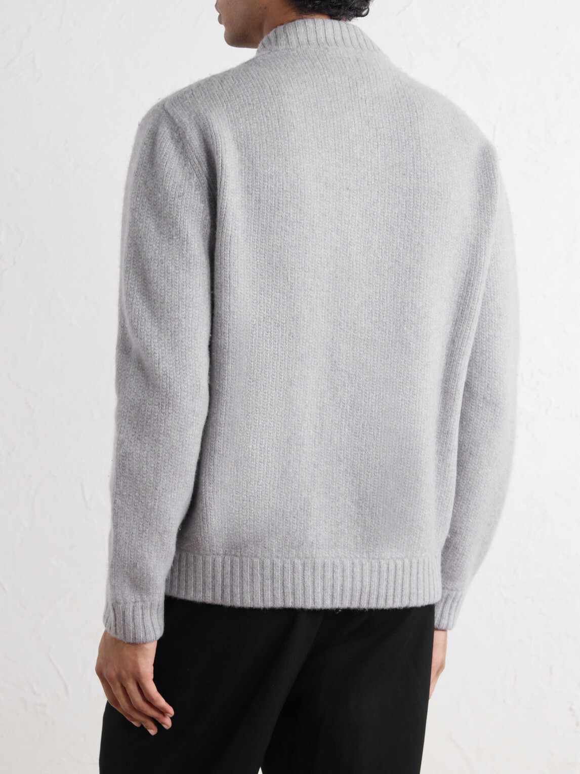 Slowear - Wool and Cashmere-Blend Knitted Bomber Jacket - Gray