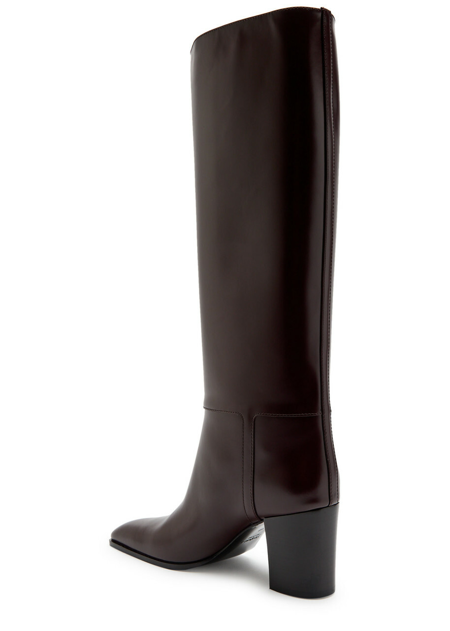 Saint Laurent Julia 70 Leather Knee-high Boots Burgundy