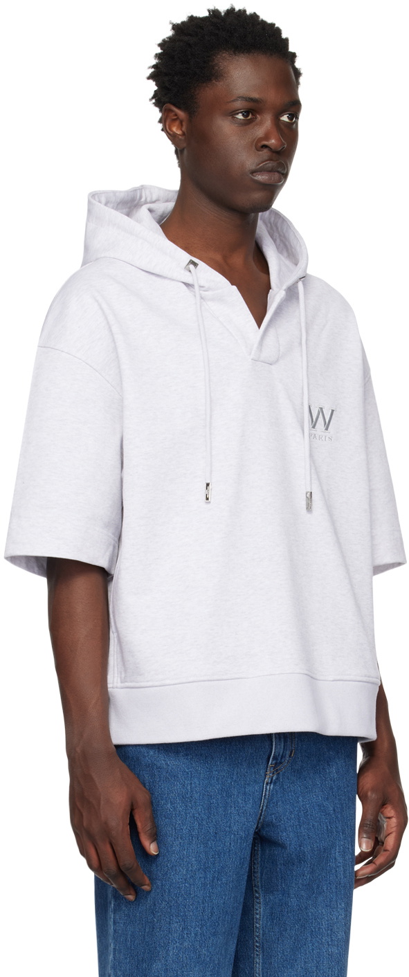 Wooyoungmi Gray Open Placket Hoodie Wooyoungmi