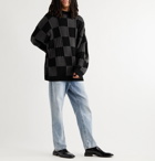 BALENCIAGA - Checked Ribbed Cotton Sweater - Black