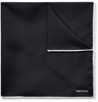 TOM FORD - Contrast-Tipped Silk-Twill Pocket Square - Blue