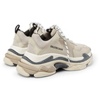 Balenciaga - Triple S Mesh, Nubuck and Leather Sneakers - Men - Gray