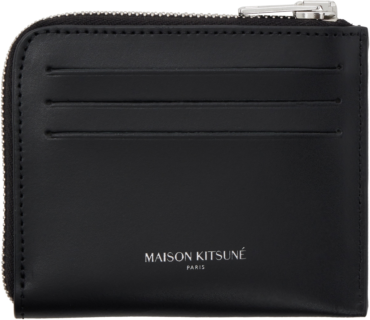 Maison Kitsuné Black Fox Head Zipped Card Holder
