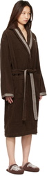 Versace Brown Cotton-Terry Jacquard Bathrobe