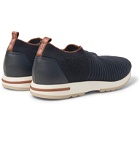 Loro Piana - 360 Flexy Walk Leather-Trimmed Knitted Wish Wool Slip-On Sneakers - Gray