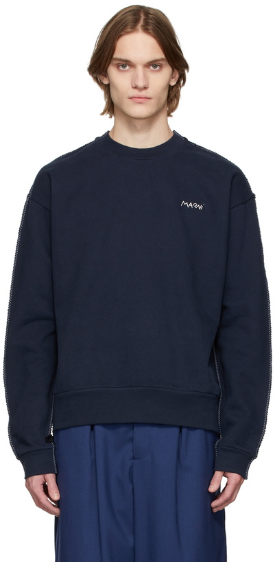 Photo: Marni Navy & Black Colorblock Sweatshirt