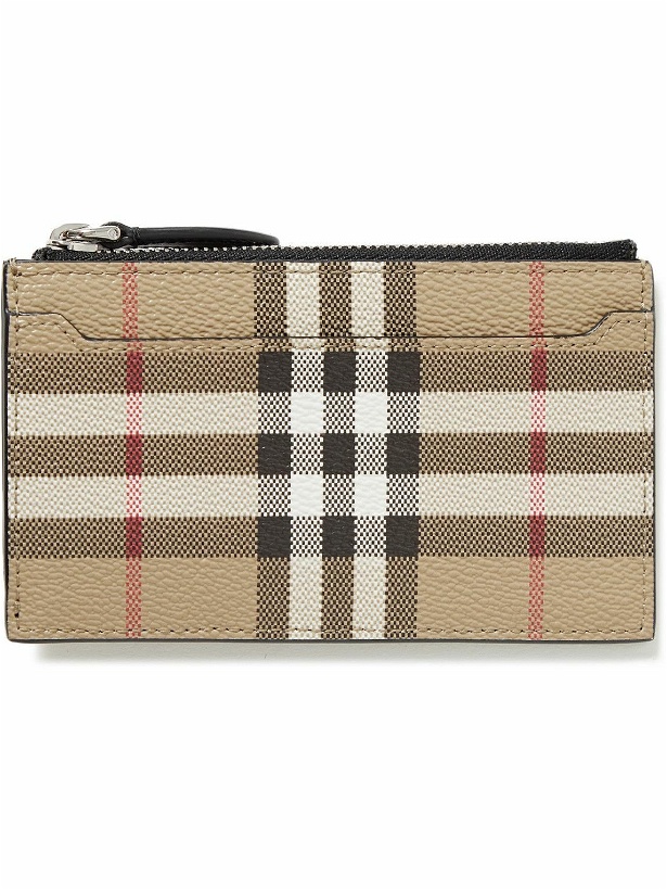 Photo: Burberry - Leather-Trimmed Checked Coated-Canvas Zipped Cardholder