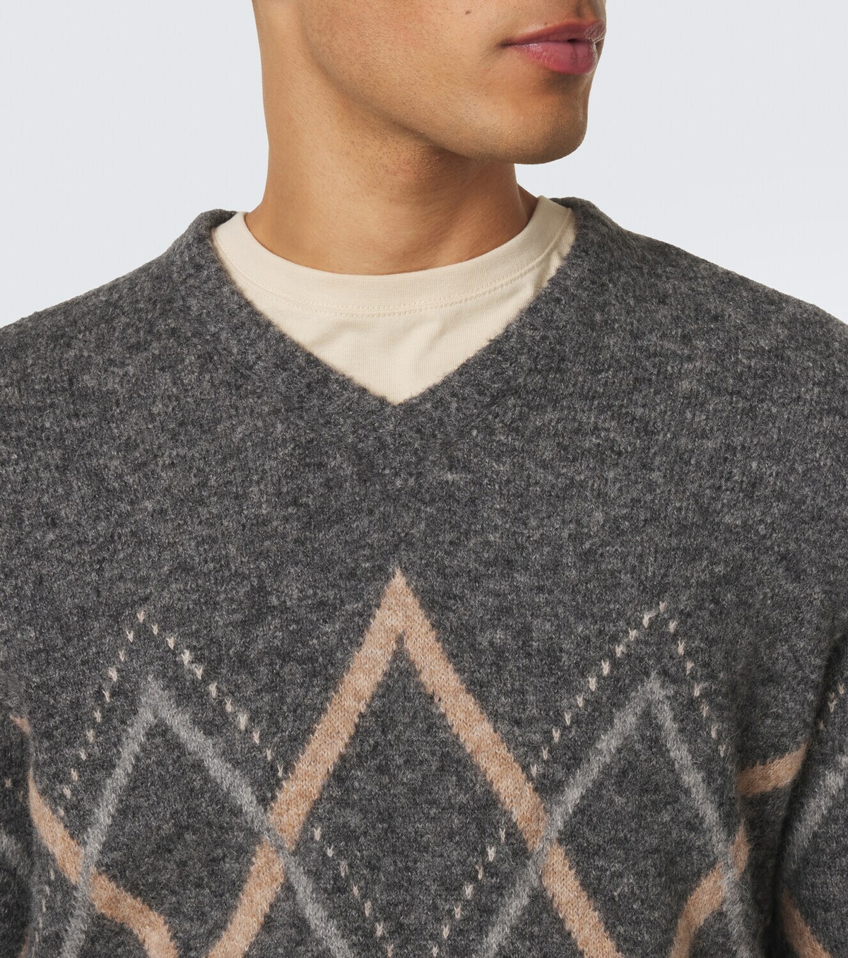 Brunello Cucinelli Argyle alpaca, cashmere, and wool-blend sweater