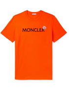 Moncler - Logo-Flocked Cotton-Jersey T-Shirt - Orange