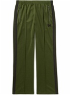 Needles - Straight-Leg Webbing-Trimmed Logo-Embroidered Tech-Jersey Track Pants - Green