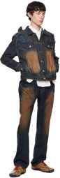 Juntae Kim Blue Gathered Corset Jeans