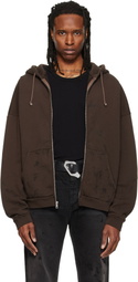 ALEXANDER DIGENOVA Brown Zip Up Painter Hoodie