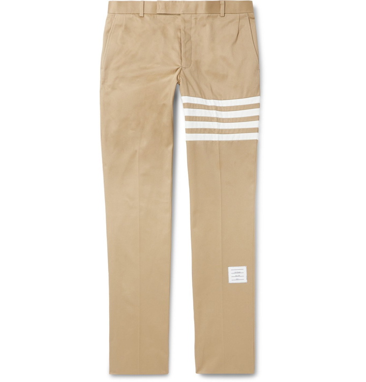 Photo: Thom Browne - Slim-Fit Cropped Striped Cotton-Twill Trousers - Brown