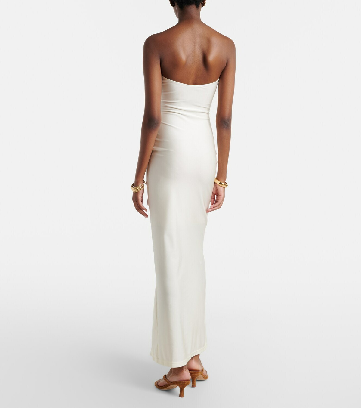 Adriana Degreas Cutout floral-appliqué ruched maxi dress