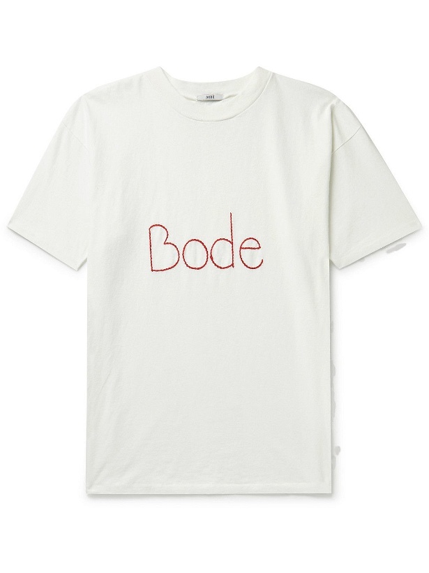Photo: BODE - Logo-Embroidered Cotton-Jersey T-Shirt - Neutrals
