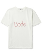 BODE - Logo-Embroidered Cotton-Jersey T-Shirt - Neutrals