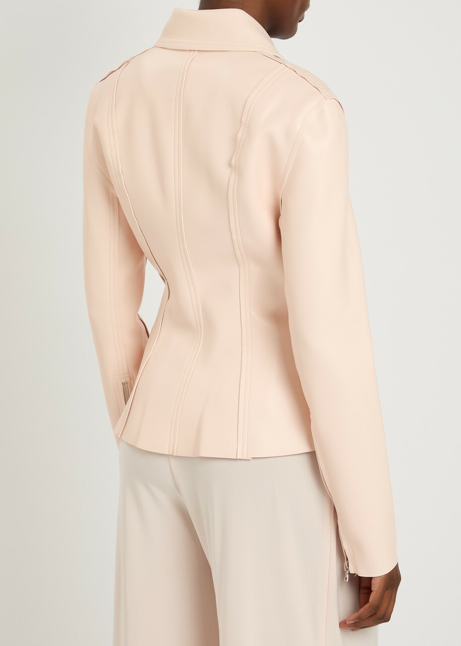 Norma Kamali Gang Panelled Faux Leather Jacket Light Pink