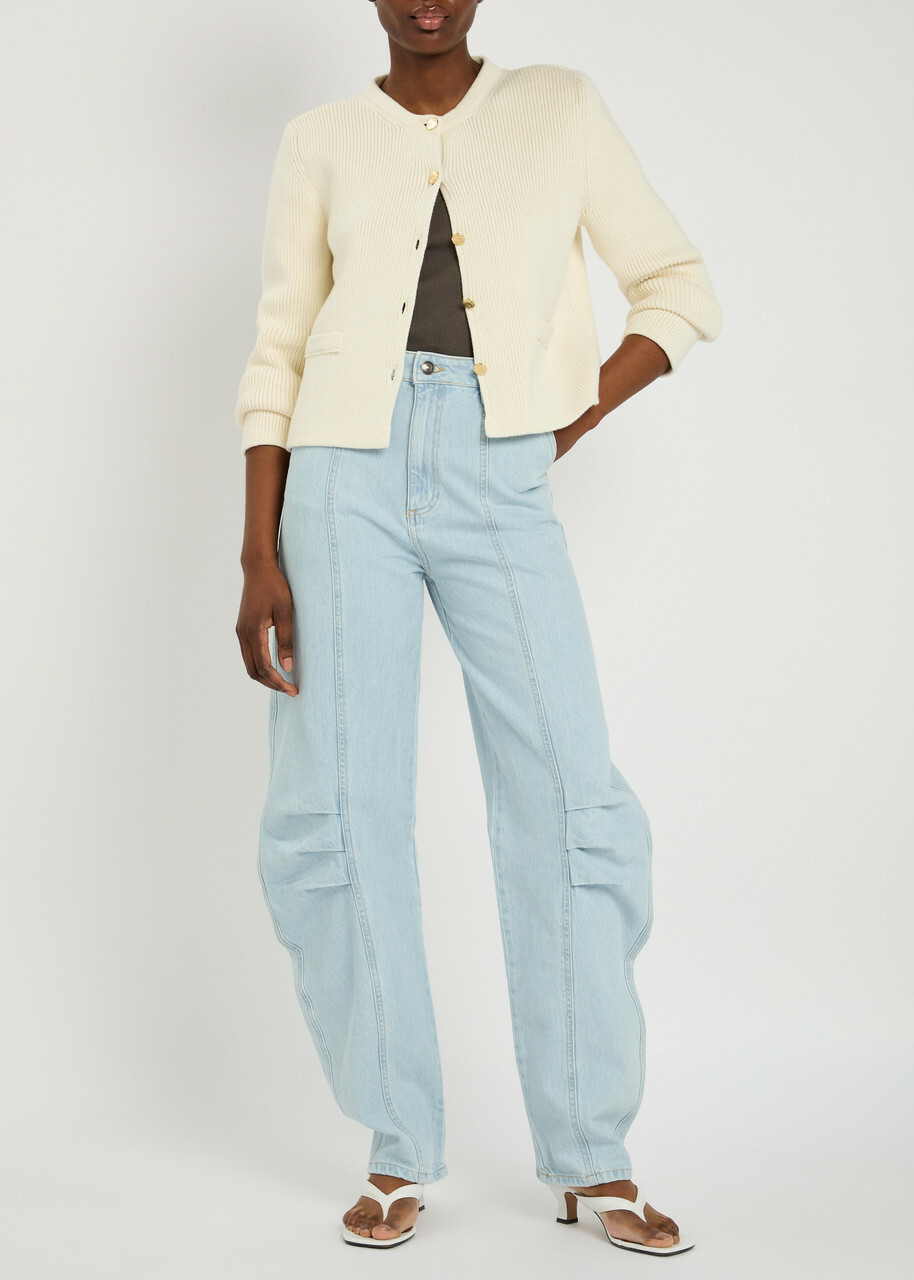 Rotate Sunday Pleated Barrel-leg Jeans Light Blue