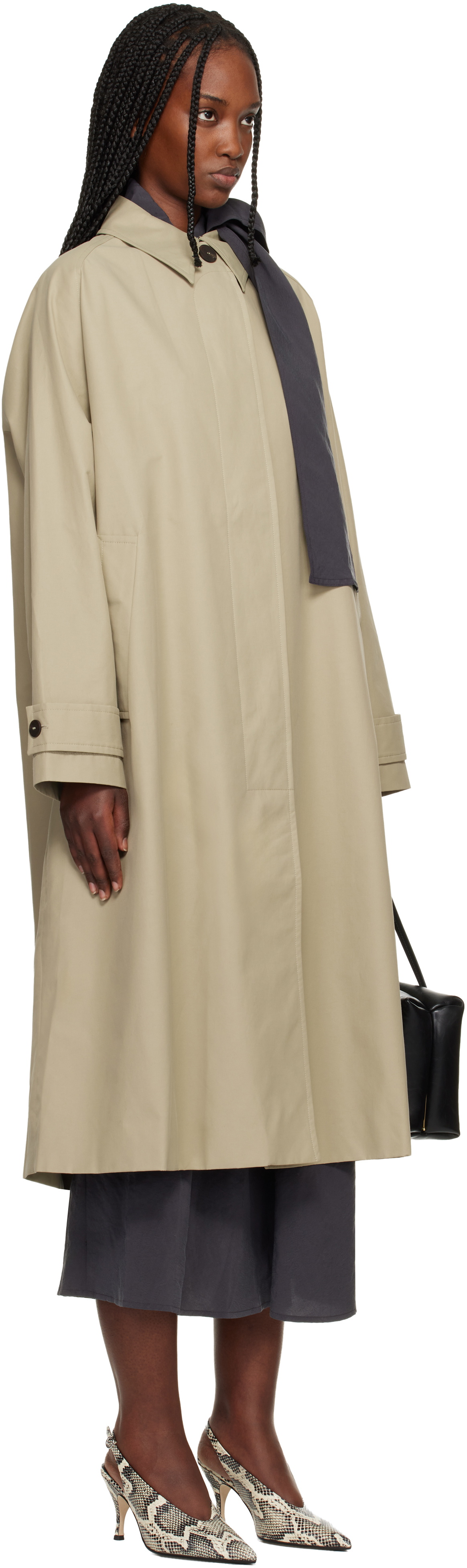 Studio Nicholson Beige Holin Technical Cotton Trench Coat