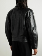 Fear of God - Cropped Pleated Croc-Effect Leather Jacket - Black