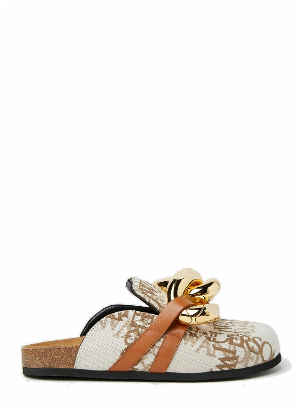 Photo: JW Anderson - Logo Jacquard Chain Loafers in Beige