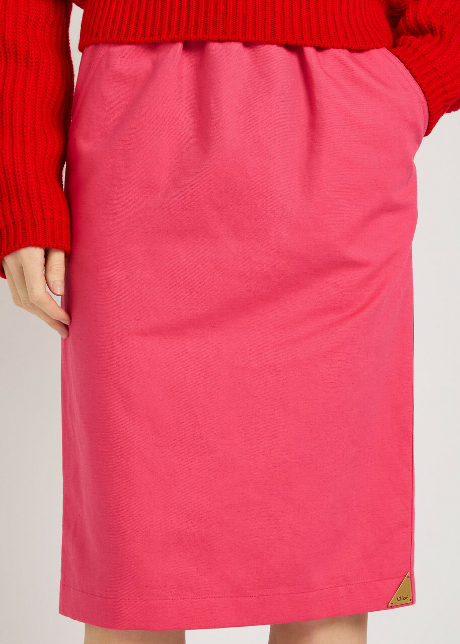 Chloe Gabardine Cotton and Linen-blend Skirt Pink