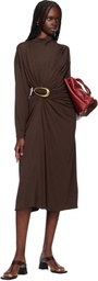 Bottega Veneta Brown Crepe Viscose Midi Dress