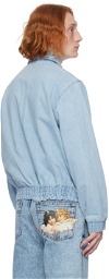 Fiorucci Blue Printed Denim Jacket