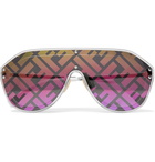 Fendi - Logo-Print Aviator-Style Acetate and Silver-Tone Sunglasses - Silver