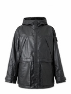 Stone Island - Logo-Appliquéd Paneled Textured Leather Hooded Jacket - Gray