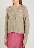 Loveshackfancy Clementian Bow-appliquéd Alpaca-blend Cardigan Cream