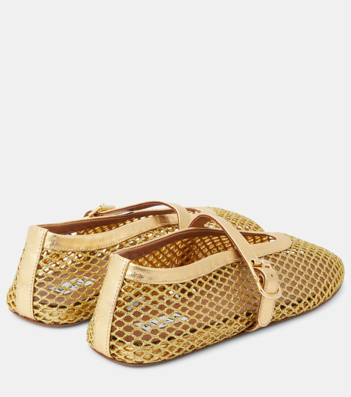 Alaïa Fishnet metallic leather ballet flats