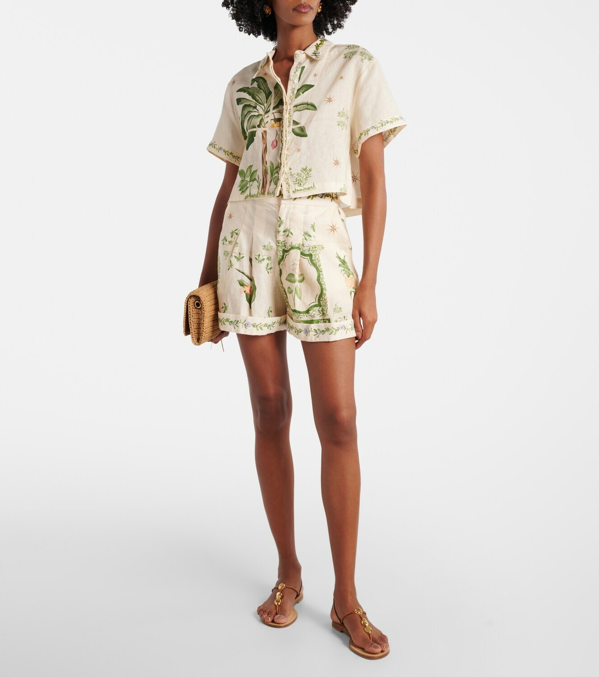 Agua by Agua Bendita Rommy floral linen Bermuda shorts