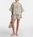 Chloé Floral gathered cotton top
