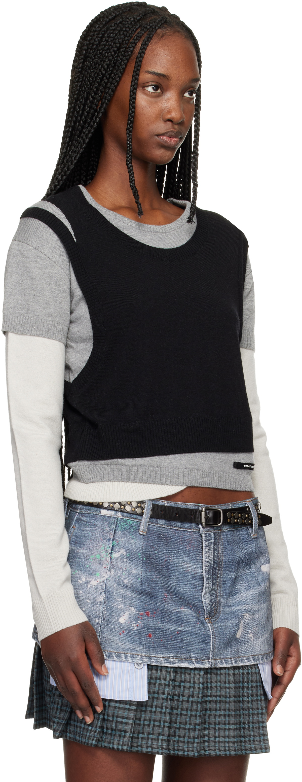 Andersson Bell Gray & Black Tres Over Layered Sweater