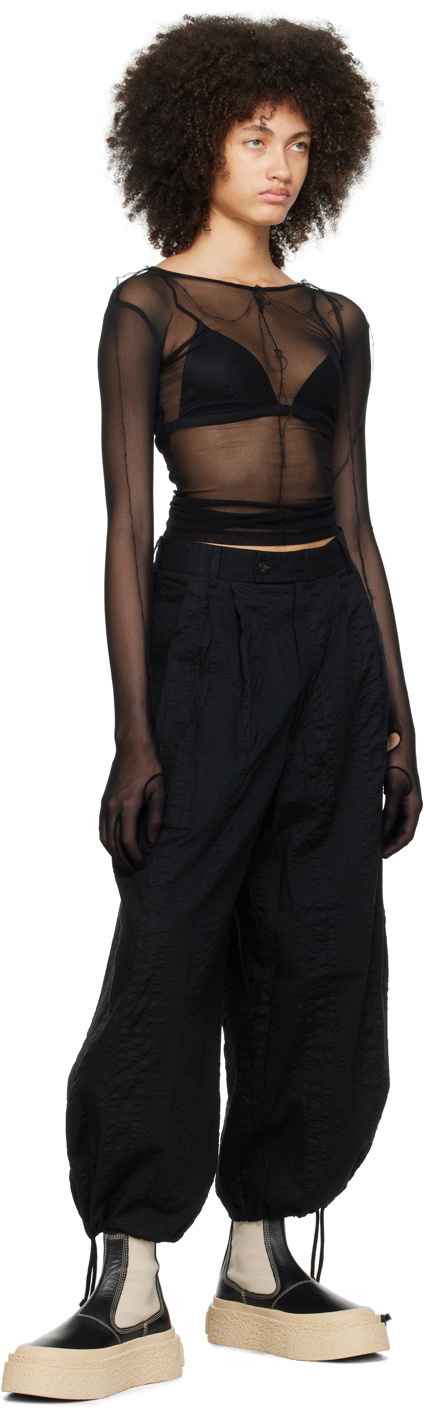 Subtle Le Nguyen Black Sheer Long Sleeve T-Shirt