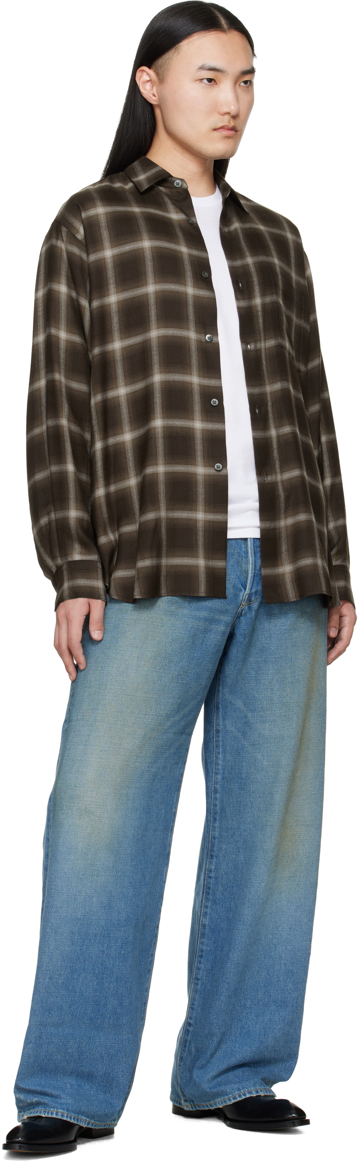 ssstein Brown Check Oversized LS Shirt