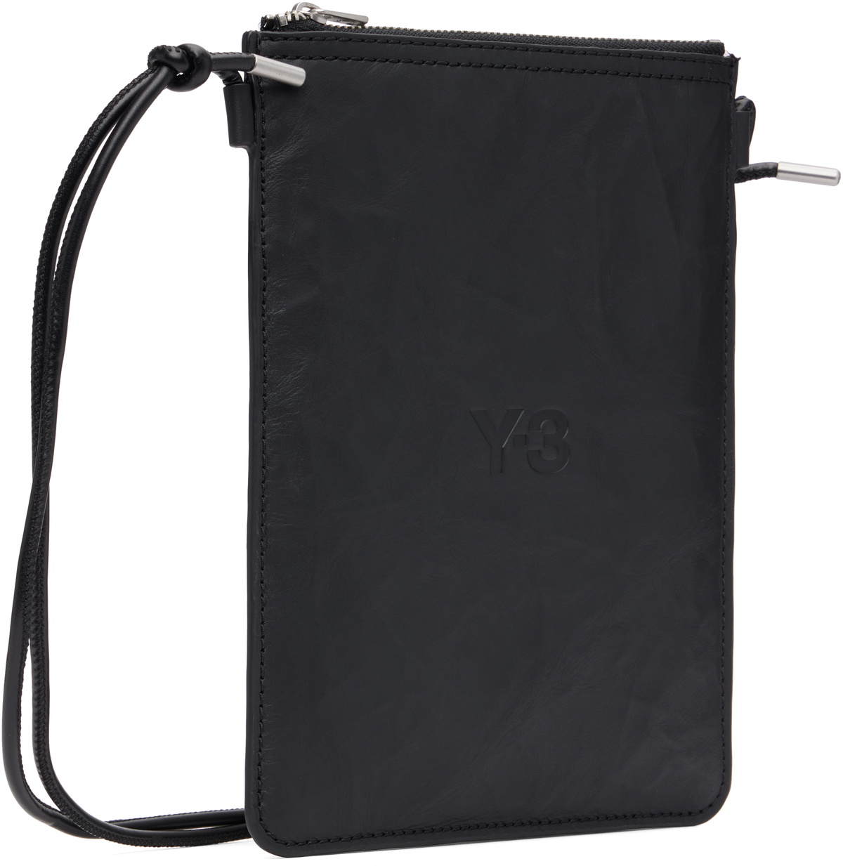 Y-3 Black Leather Crossbody Pouch
