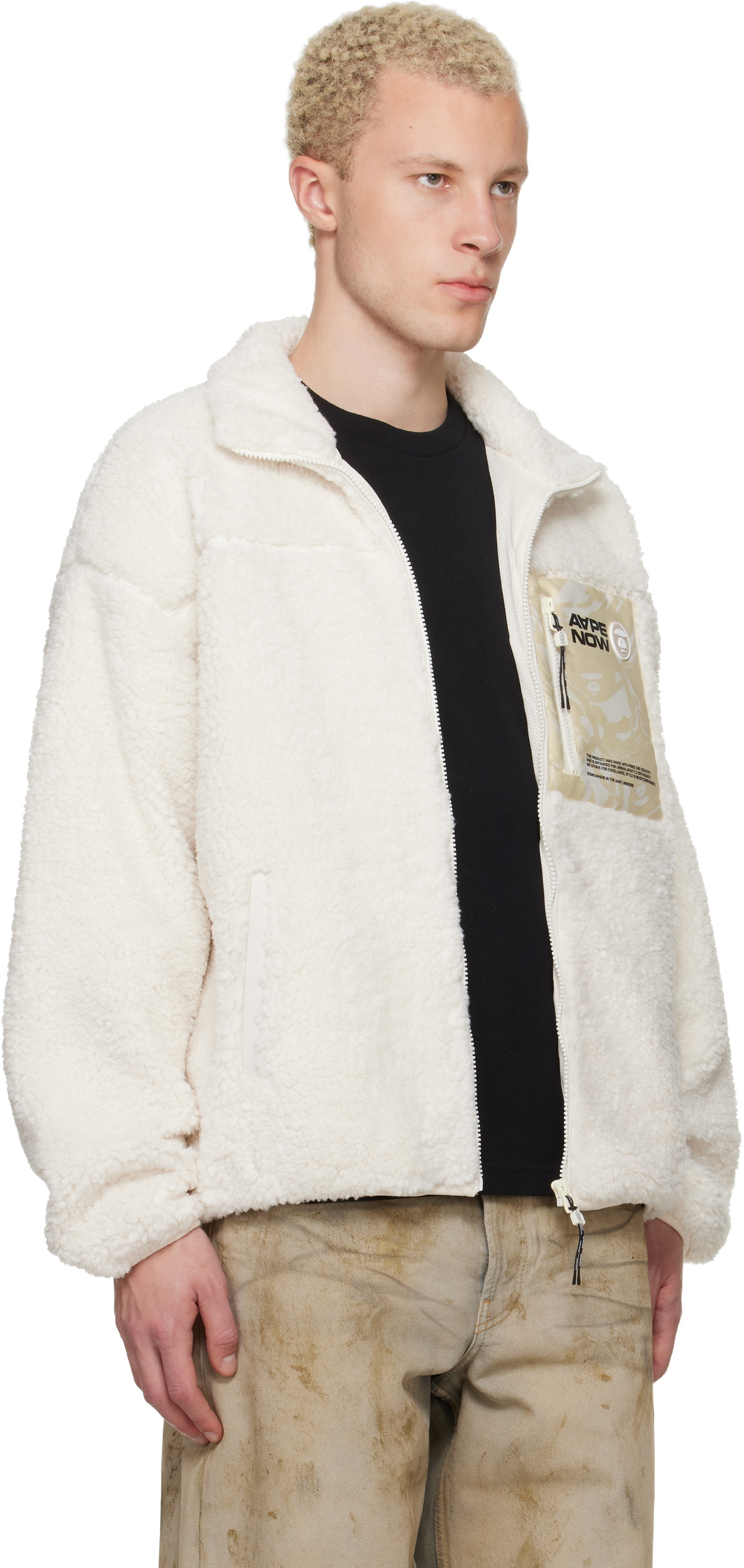 AAPE by A Bathing Ape Off-White 'AAPENOW' Moonface Zip-Up Sweater