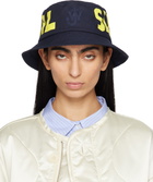 JW Anderson Navy 'Real Sleep' Slogan Bucket Hat