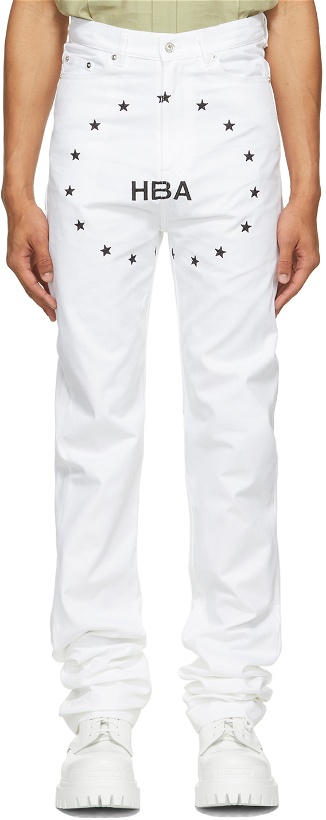Photo: Hood by Air White Veteran Embroidered Logo Jeans