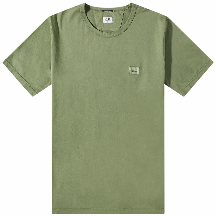 Photo: C.P. Company Men's Small Logo T-Shirt in Bronze Green